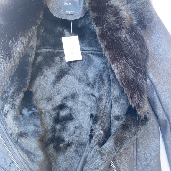 New GUESS BY MARCIANO Aby Shearling Moto Jacket